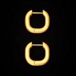 Shola Branson cushion shaped hoop Huggies crafted from solid 18 carat brushed gold