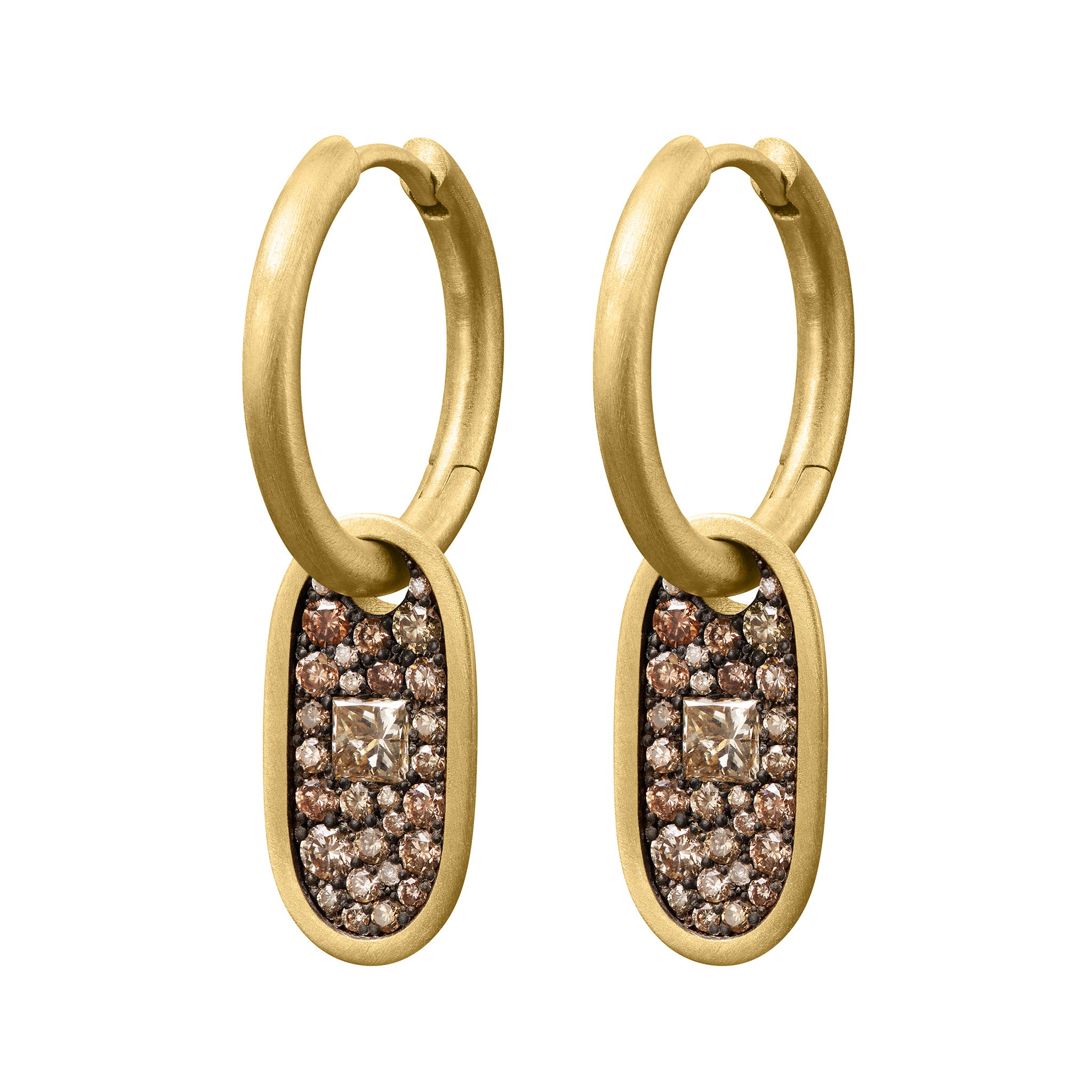 Cartouche Drop Earrings - Brown Diamond