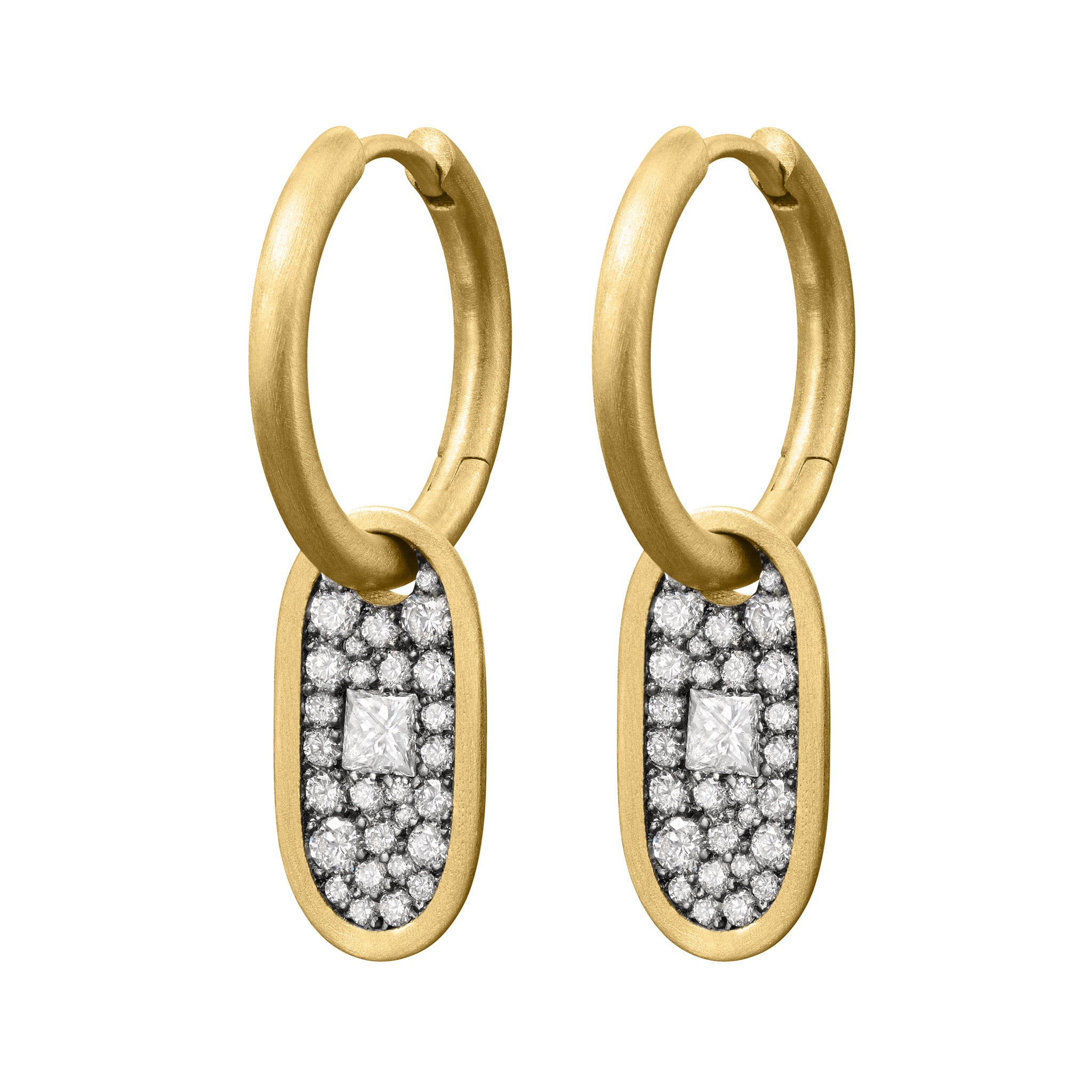 Cartouche Drop Earrings - White Diamond