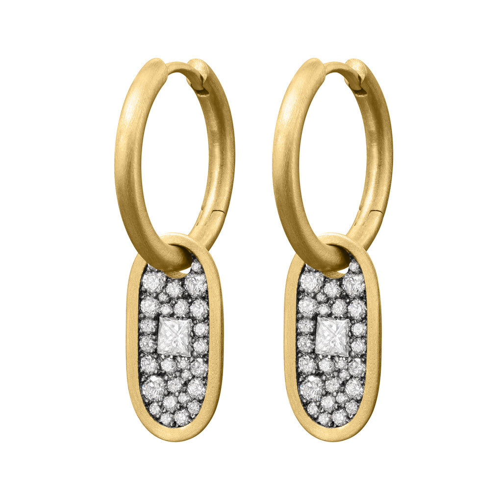 Cartouche Drop Earrings - White Diamond