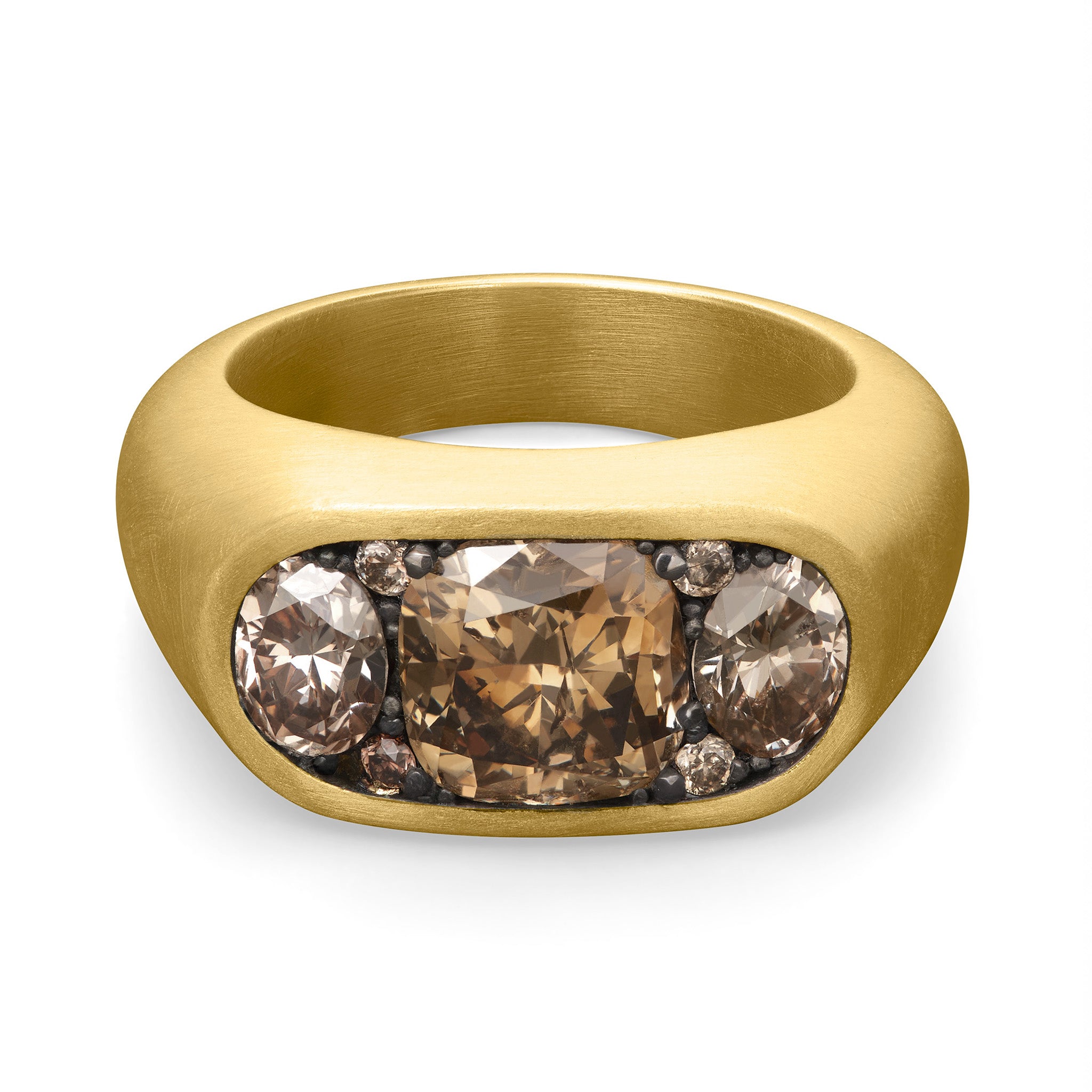 Keystone Ring - Brown Cushion Diamond