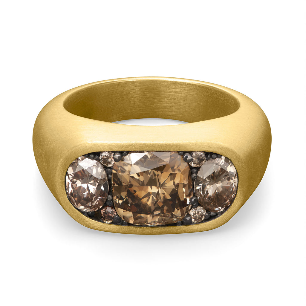 Keystone Ring - Brown Cushion Diamond