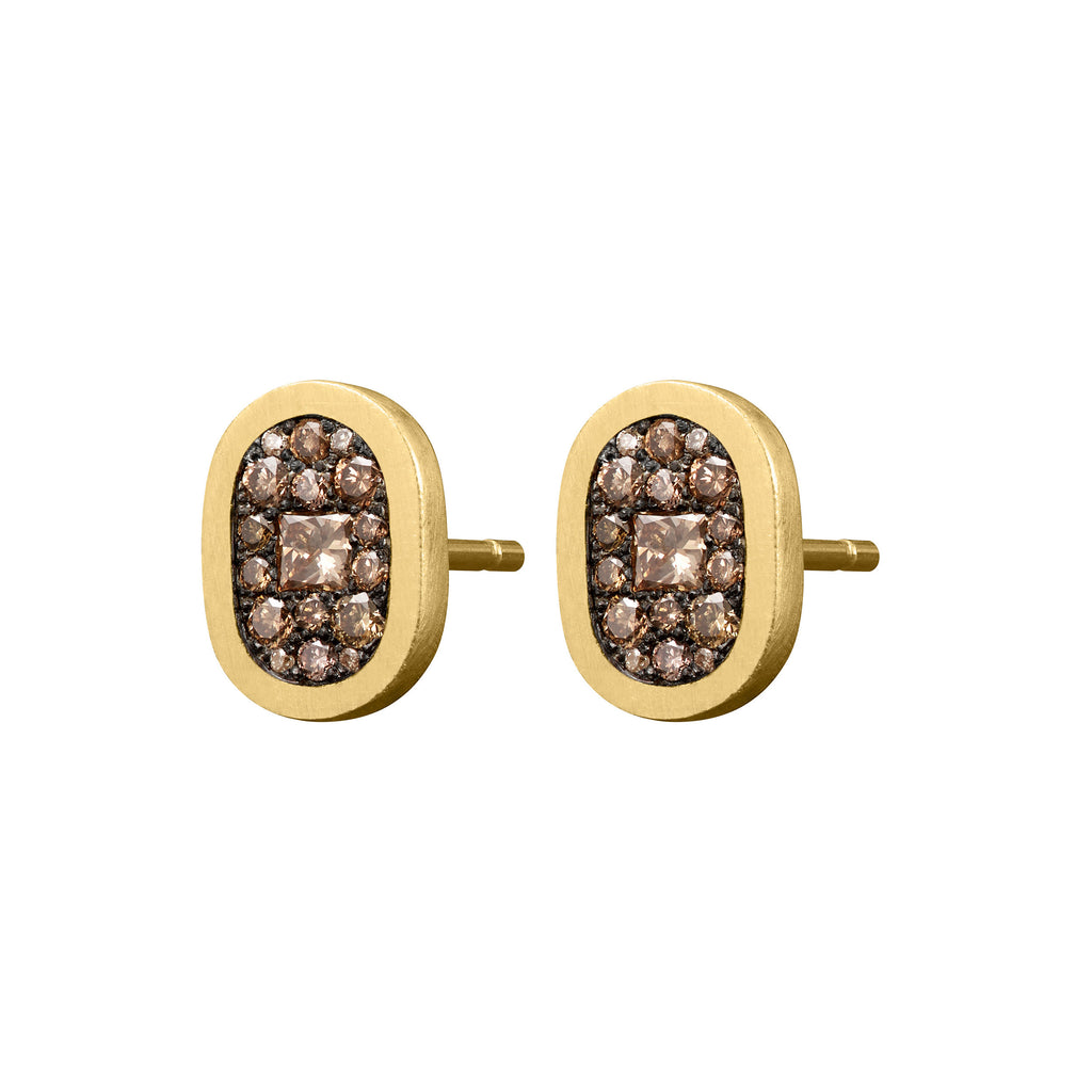 Plinth Studs - Brown Diamond