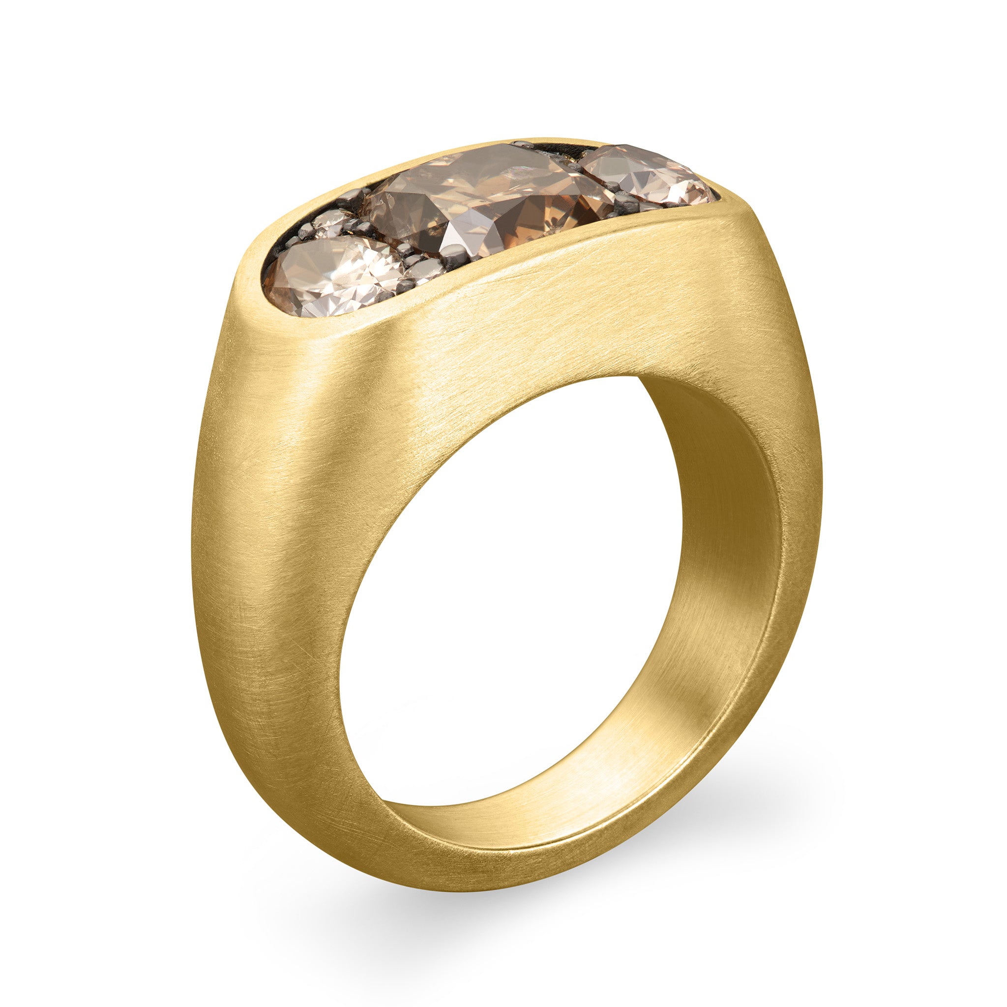 Keystone Ring - Brown Cushion Diamond
