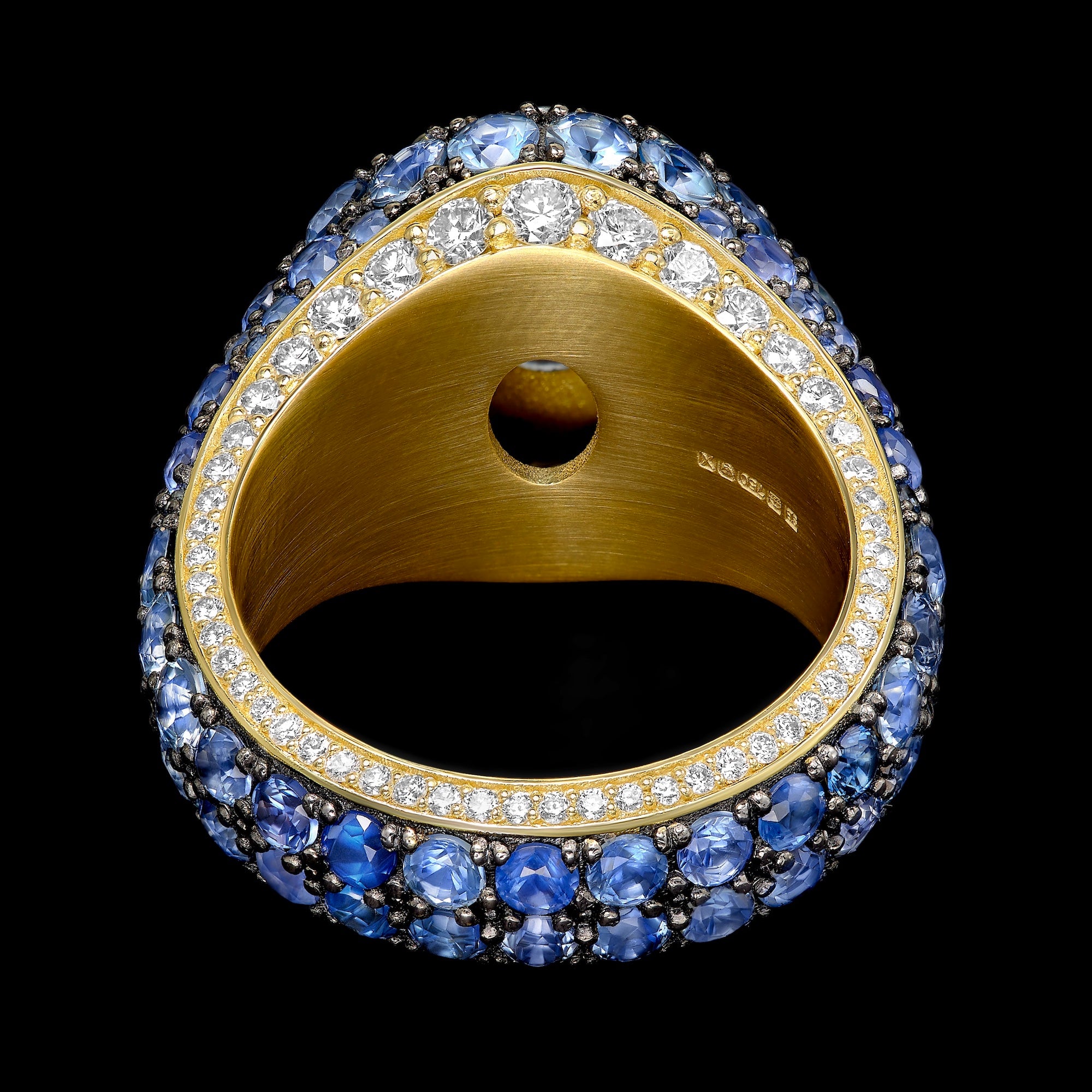 Shola Branson Diamond andSapphire Melange Signet Ring Sapphire Melange Signet Ring Back View