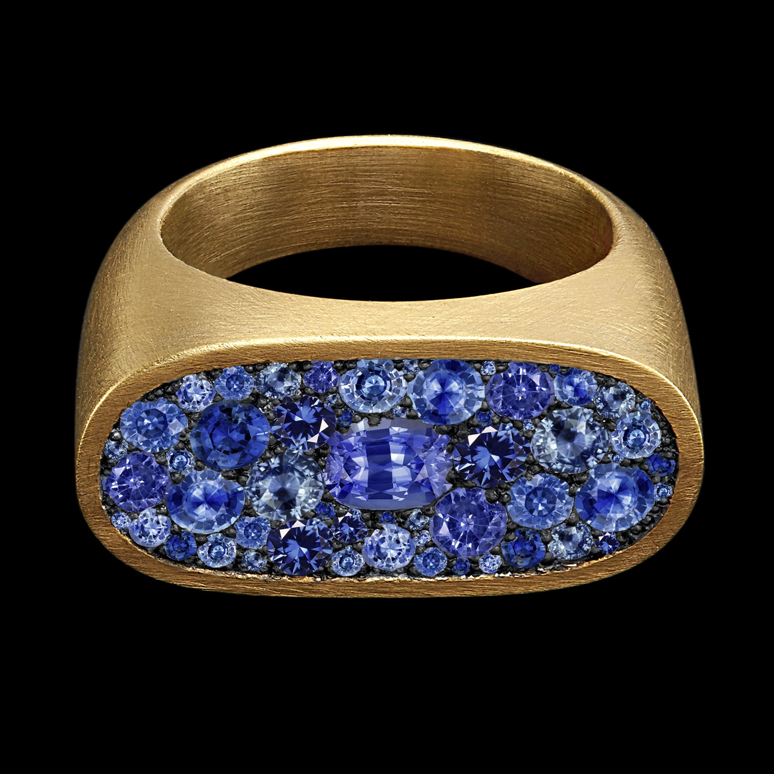 Blue Sapphire Cartouche Ring - Shola Branson