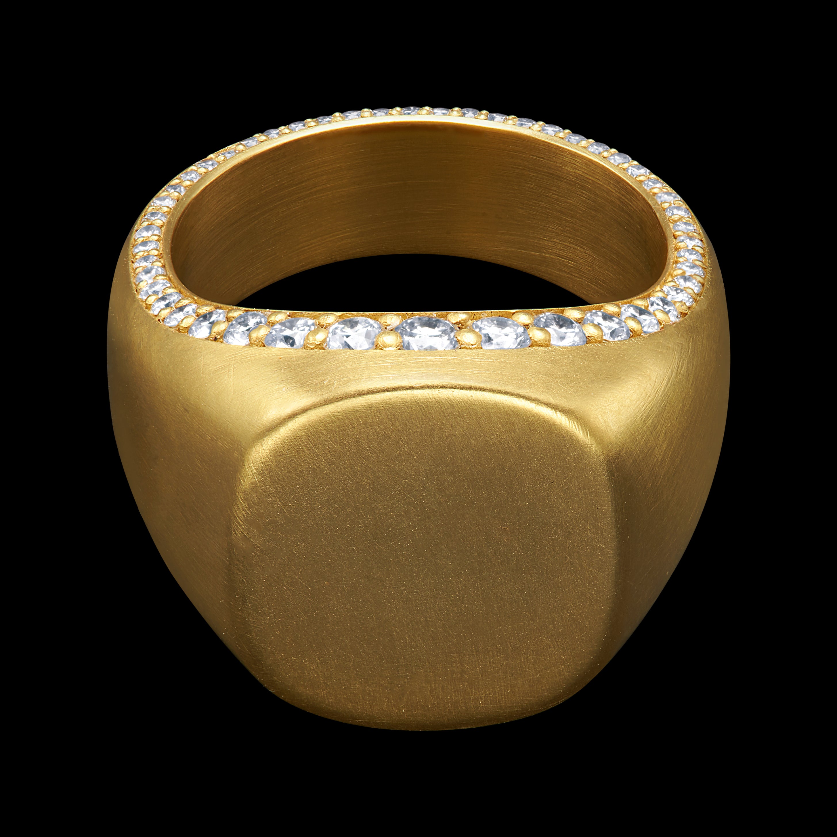 Shola Branson Diamond Edge Signet Ring 18k Gold with 1 carat of Diamonds