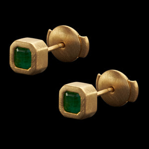 Shola Branson 18k Gold Emerald Stud Earrings 0.8 Carat Total